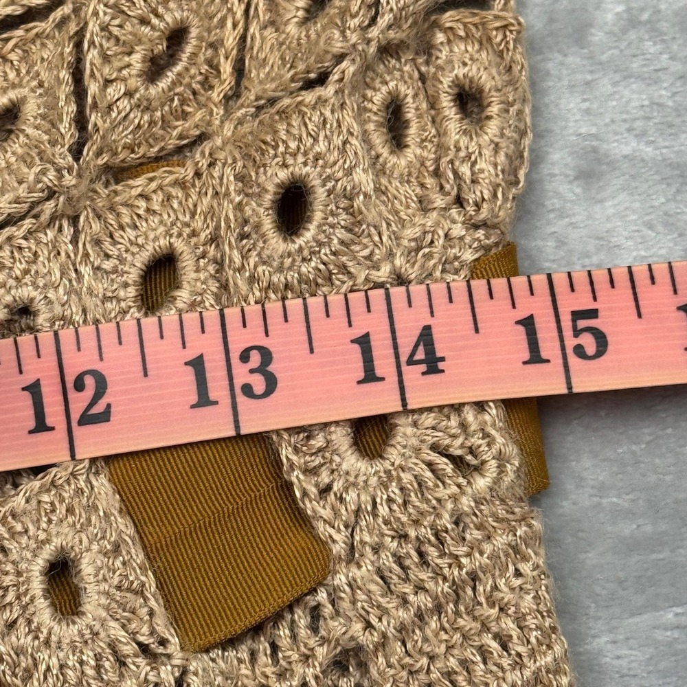 Vintage Anthropologie CURIO Beige Crochet Knit Granny Square Cardigan Sweater L - Picture 10 of 12
